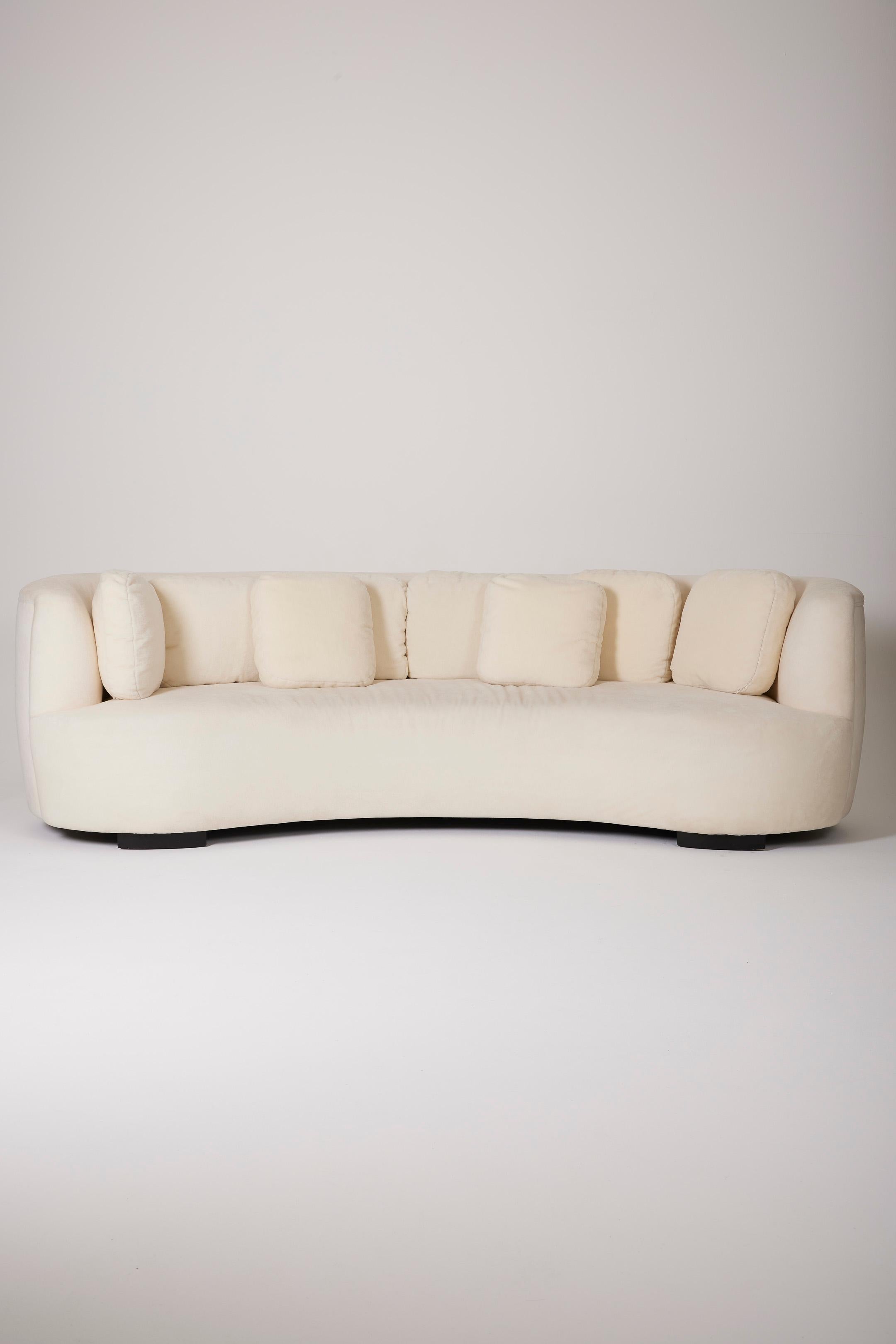 Large white mohair half-moon sofa 13