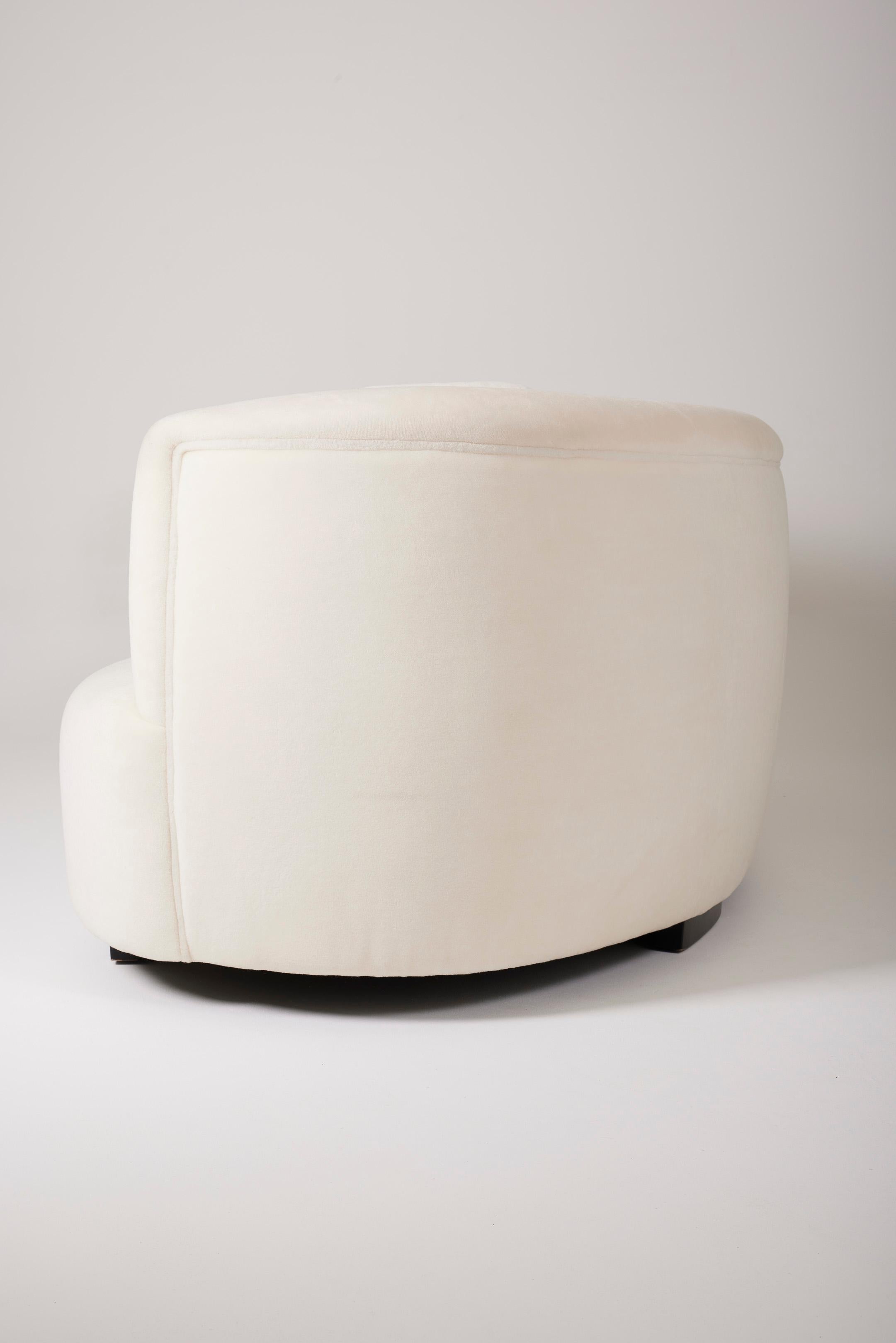 Mohair Large white mohair half-moon sofa