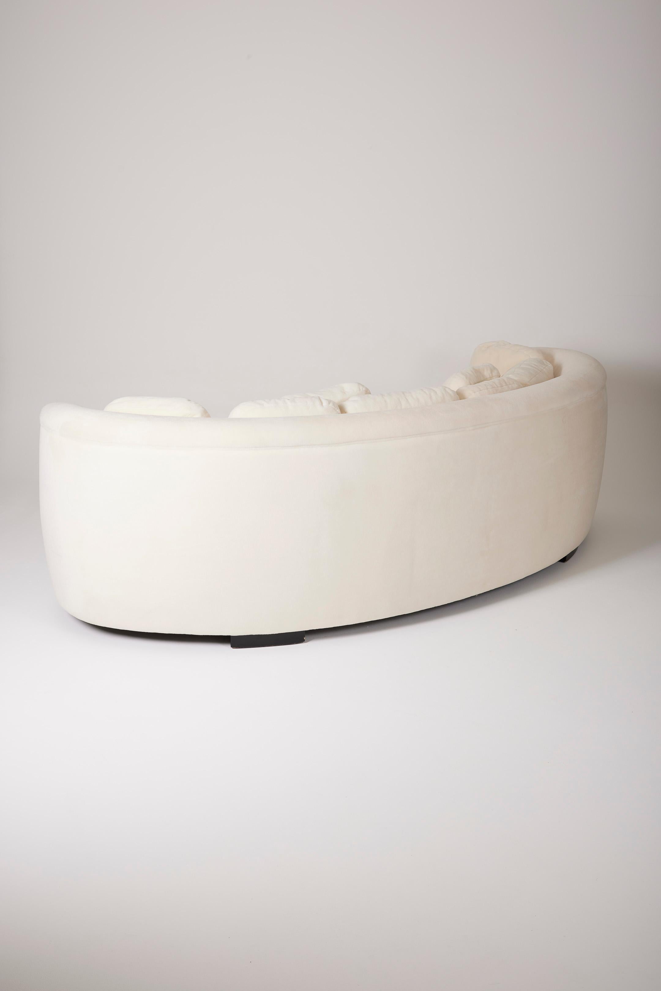 Large white mohair half-moon sofa 2