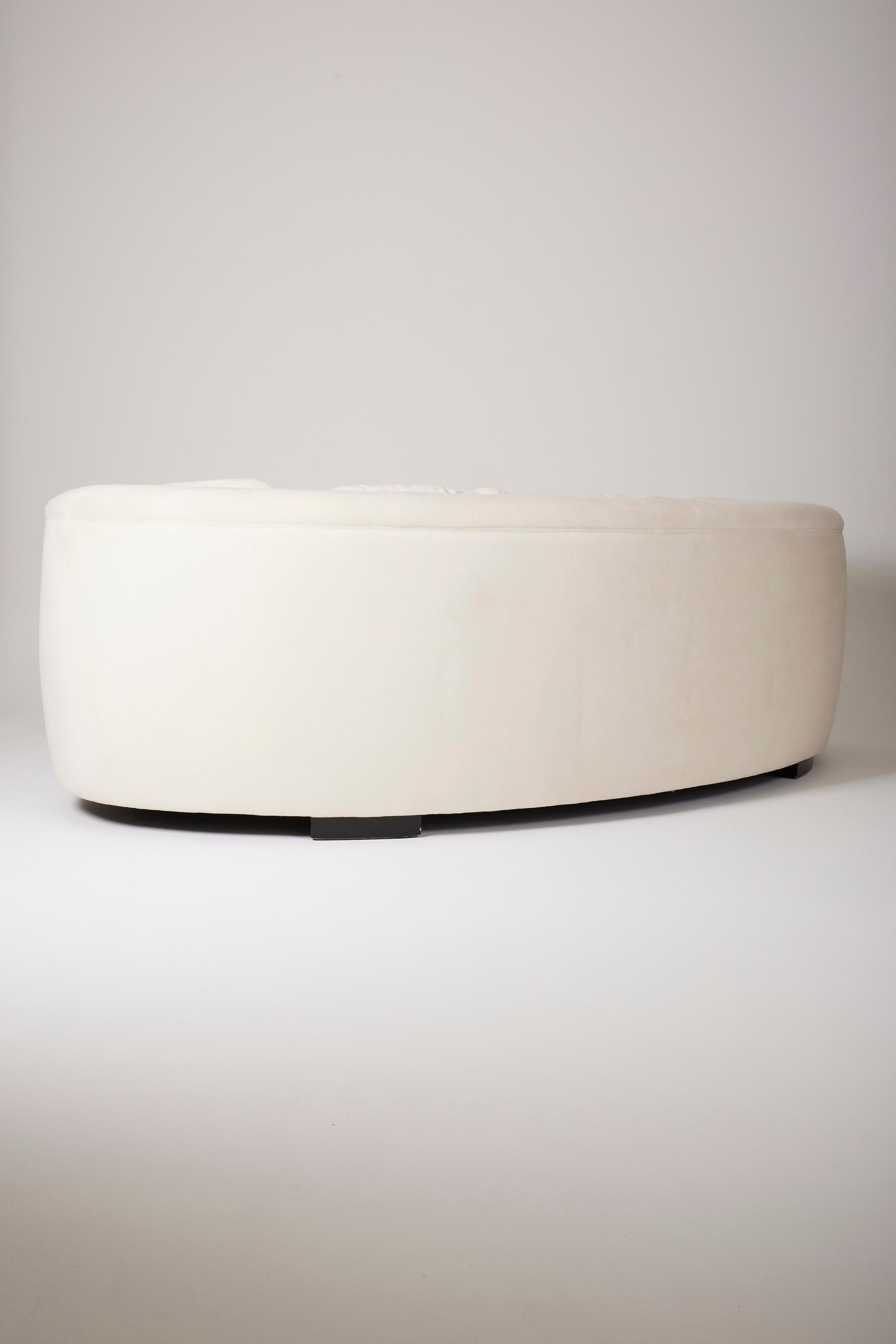 Large white mohair half-moon sofa 3