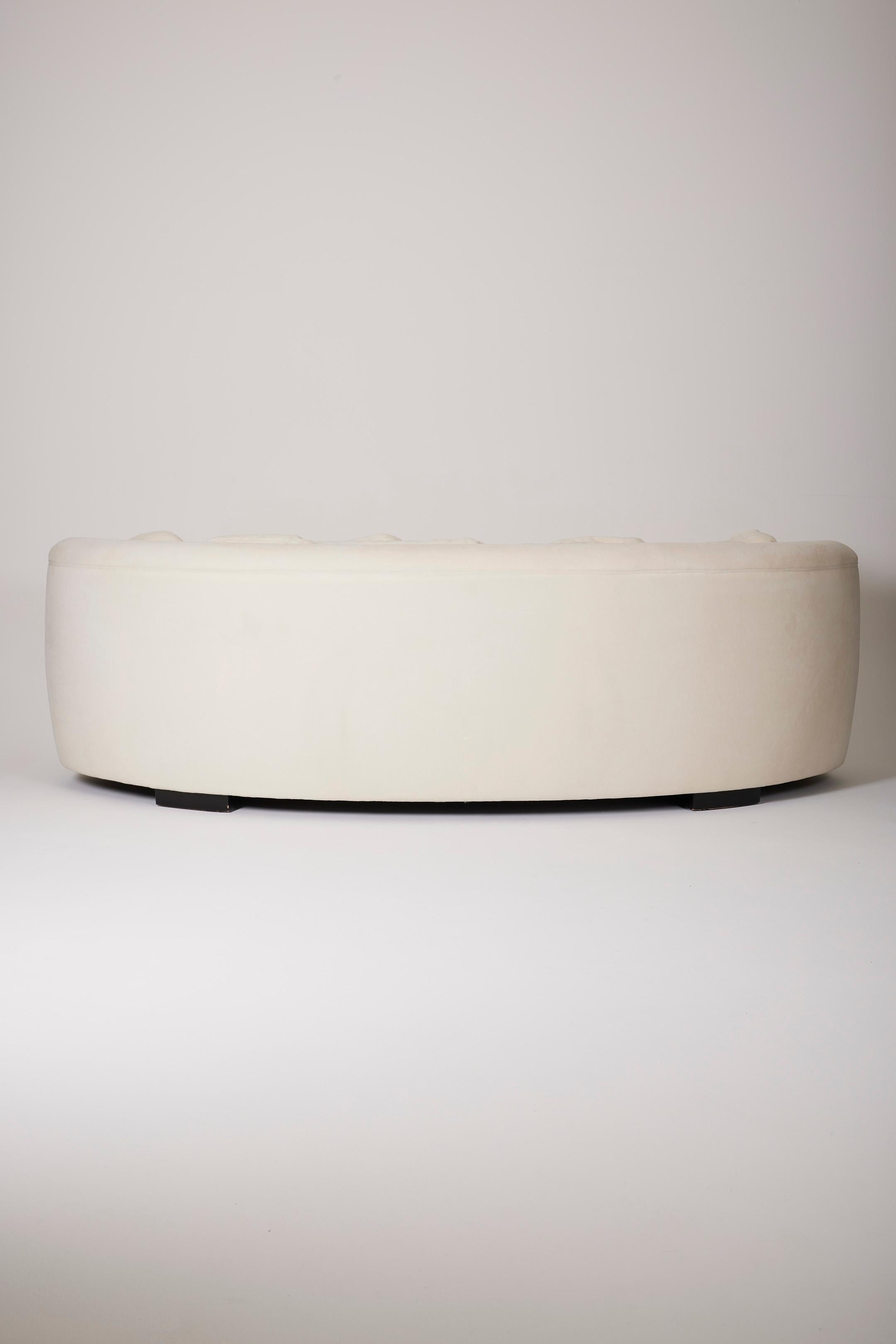Large white mohair half-moon sofa 4