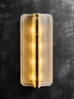 Grandi lampade da parete in vetro di Murano bianco e ottone