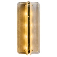 Large White Murano Glass and Brass Wall Sconces