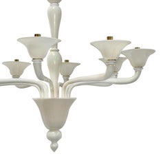 Pair of Large White Murano Glass Chandeliers. Sold individually.