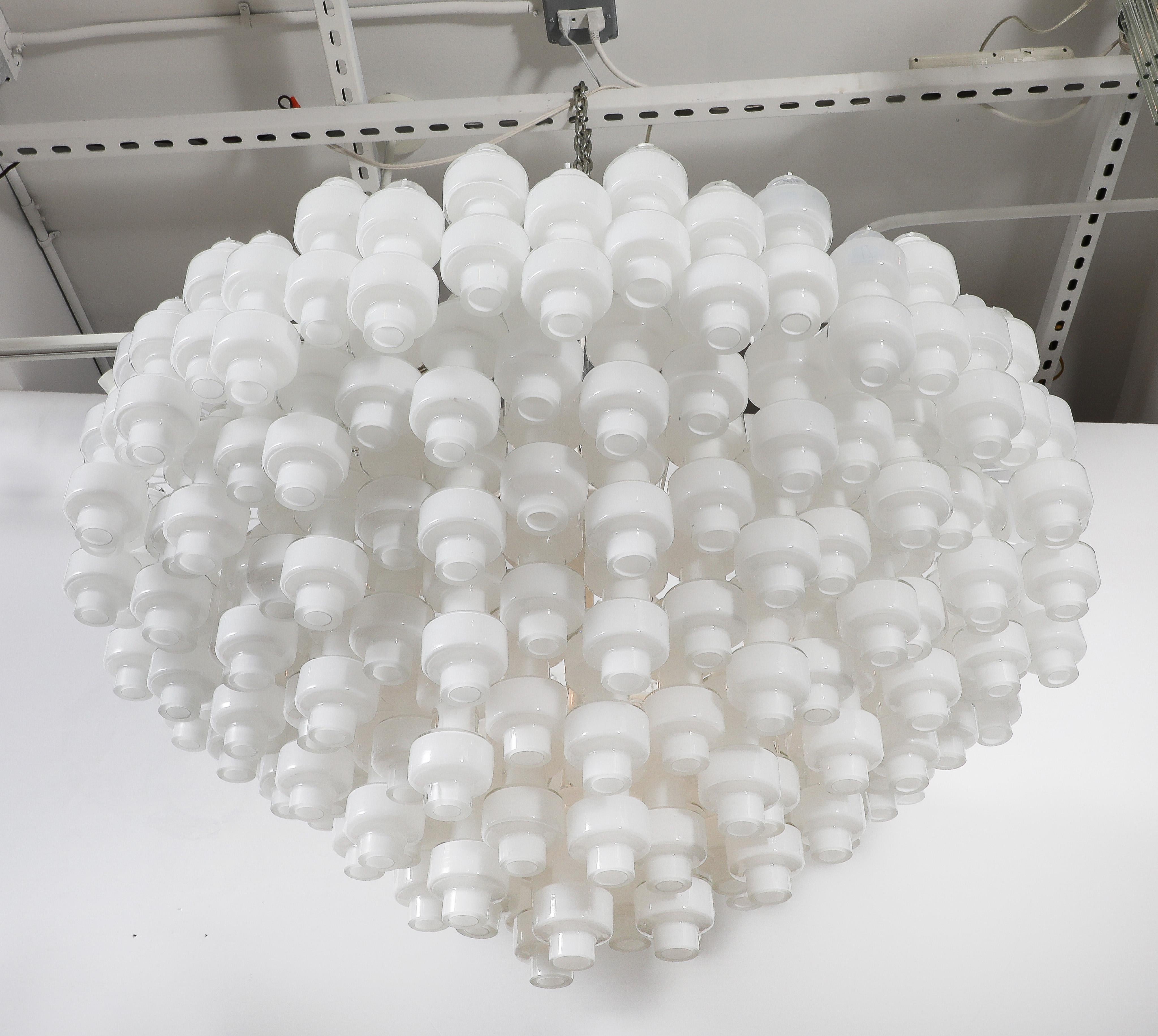 Modern Large White Murano Glass  Chandelier For Sale