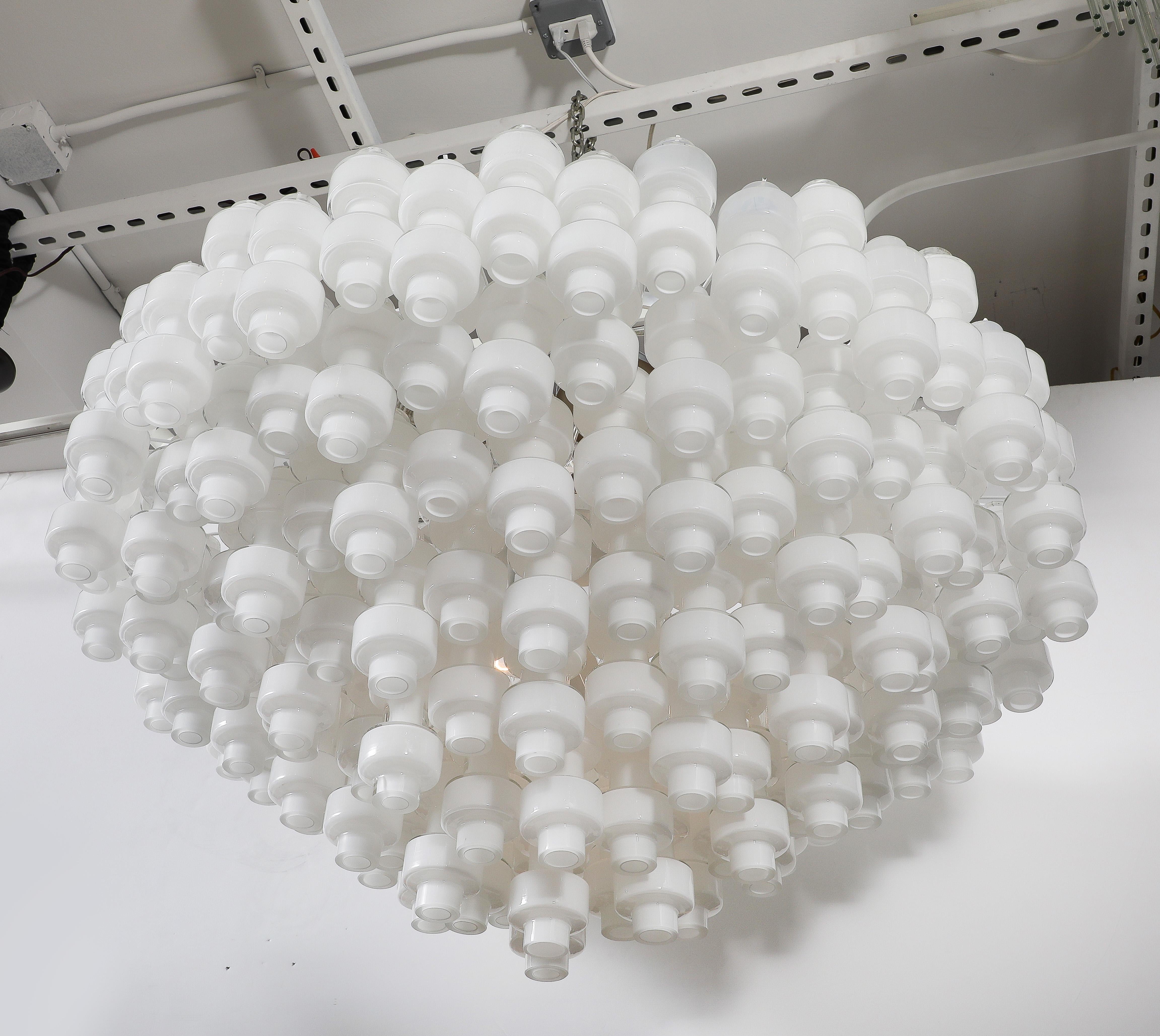 Italian Large White Murano Glass  Chandelier For Sale