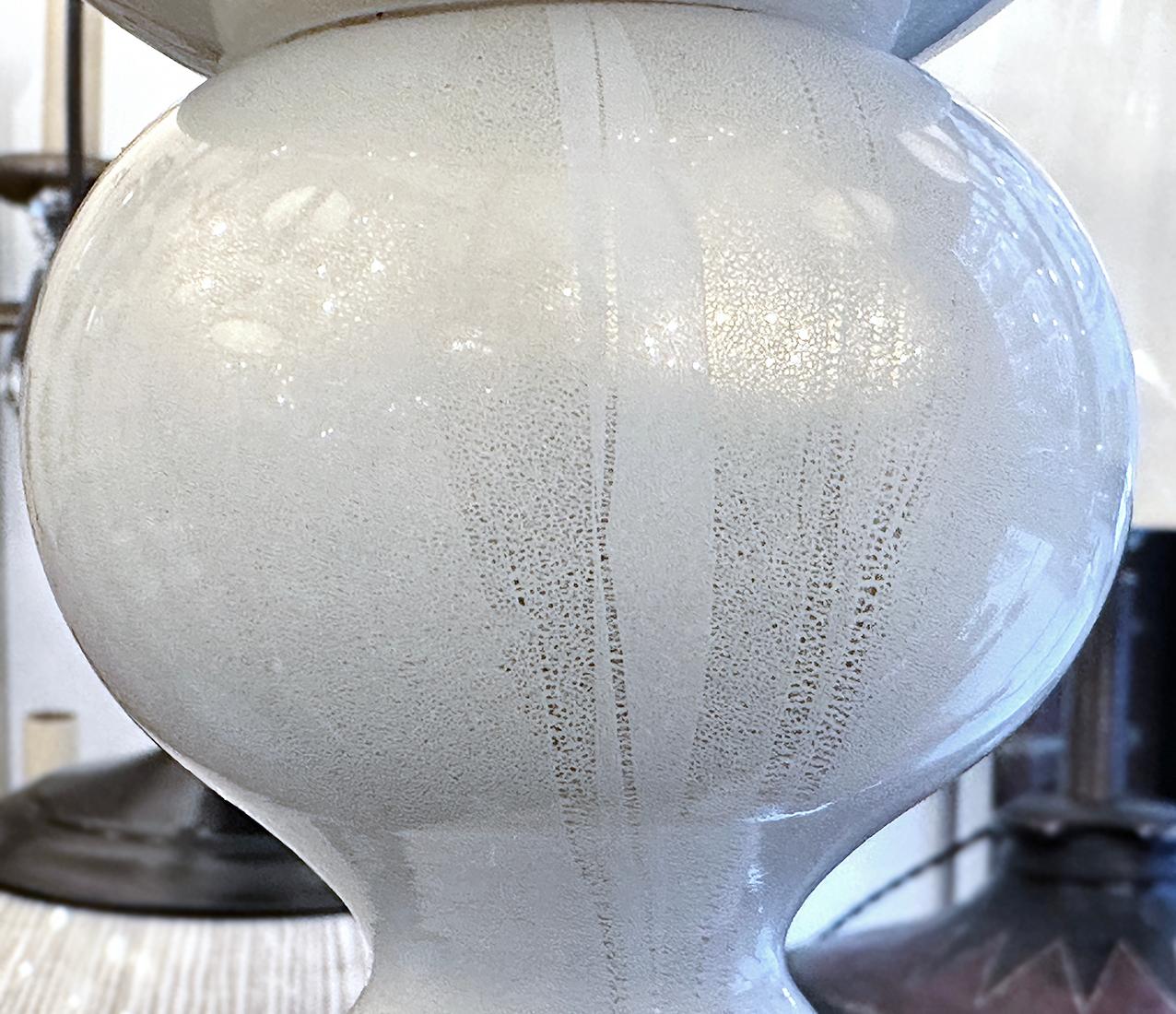 Mid-20th Century Large White Murano Glass Chandelier For Sale