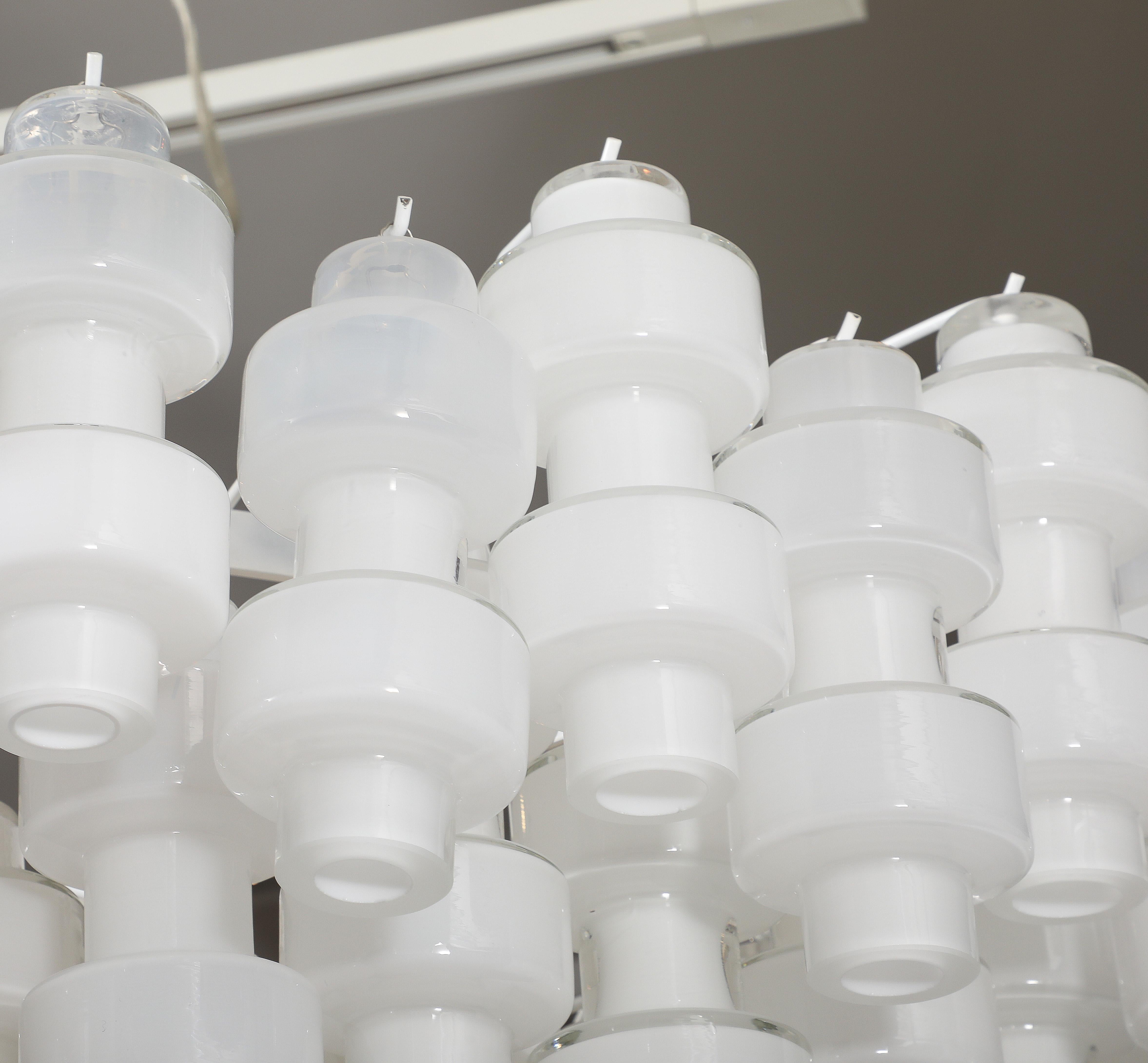 Contemporary Large White Murano Glass  Chandelier For Sale