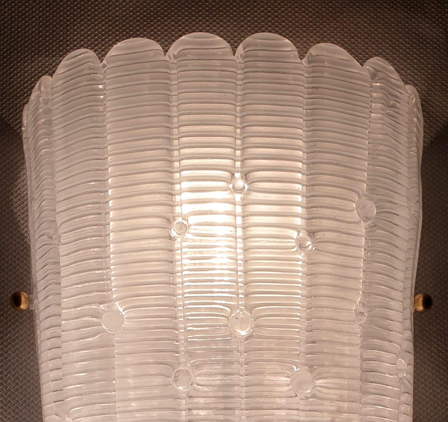 Late 20th Century White Murano glass sconces, Italy - a pair For Sale