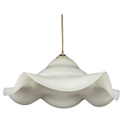 Gran lámpara colgante de cristal de murano blanco Italia años 70