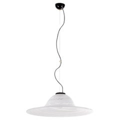 Large White Murano Glass Pendant Lamp with Fenicio pattern made in Italy, 1970s