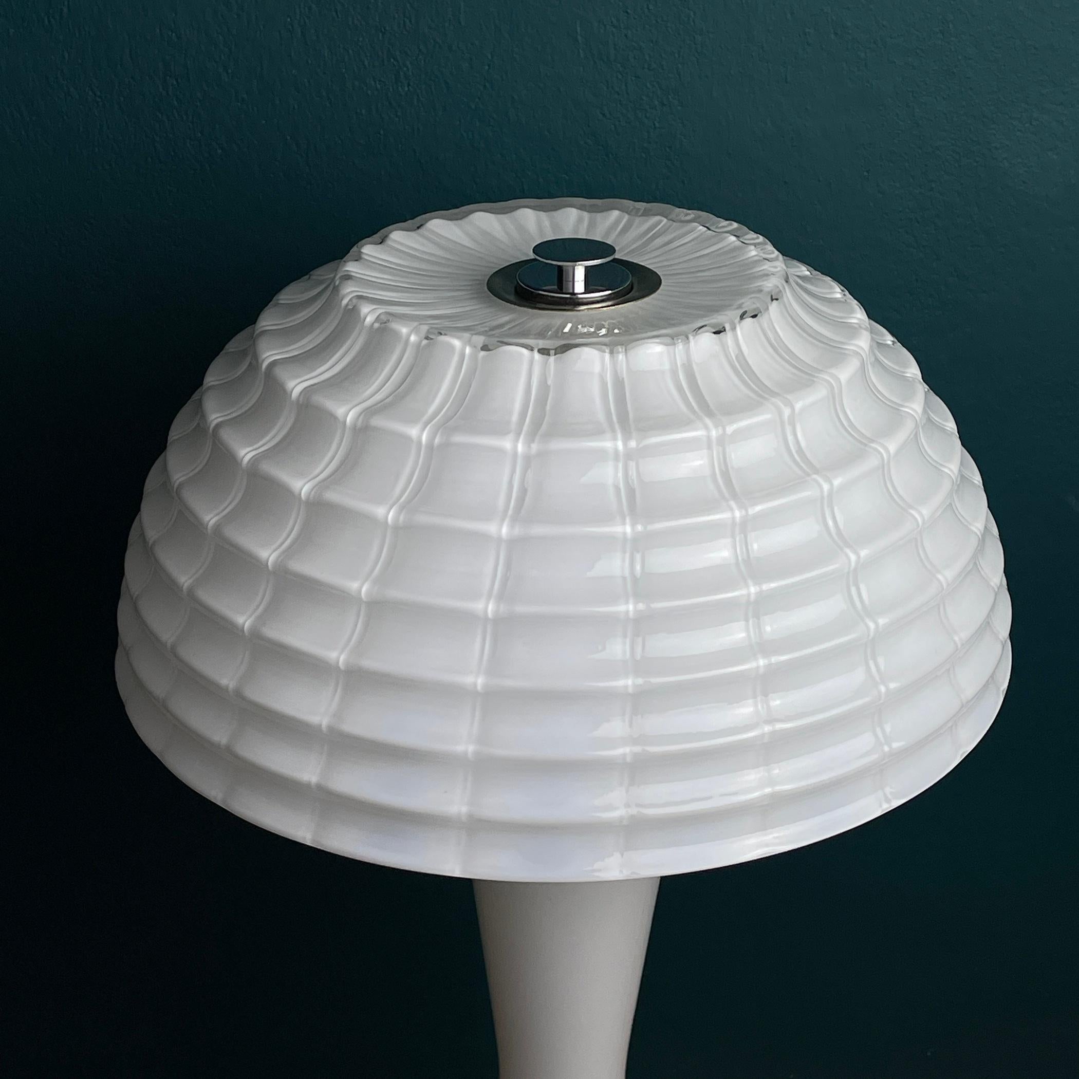 Murano Glass Large White Murano Table Lamp Mushroom, Italy 1970s For Sale