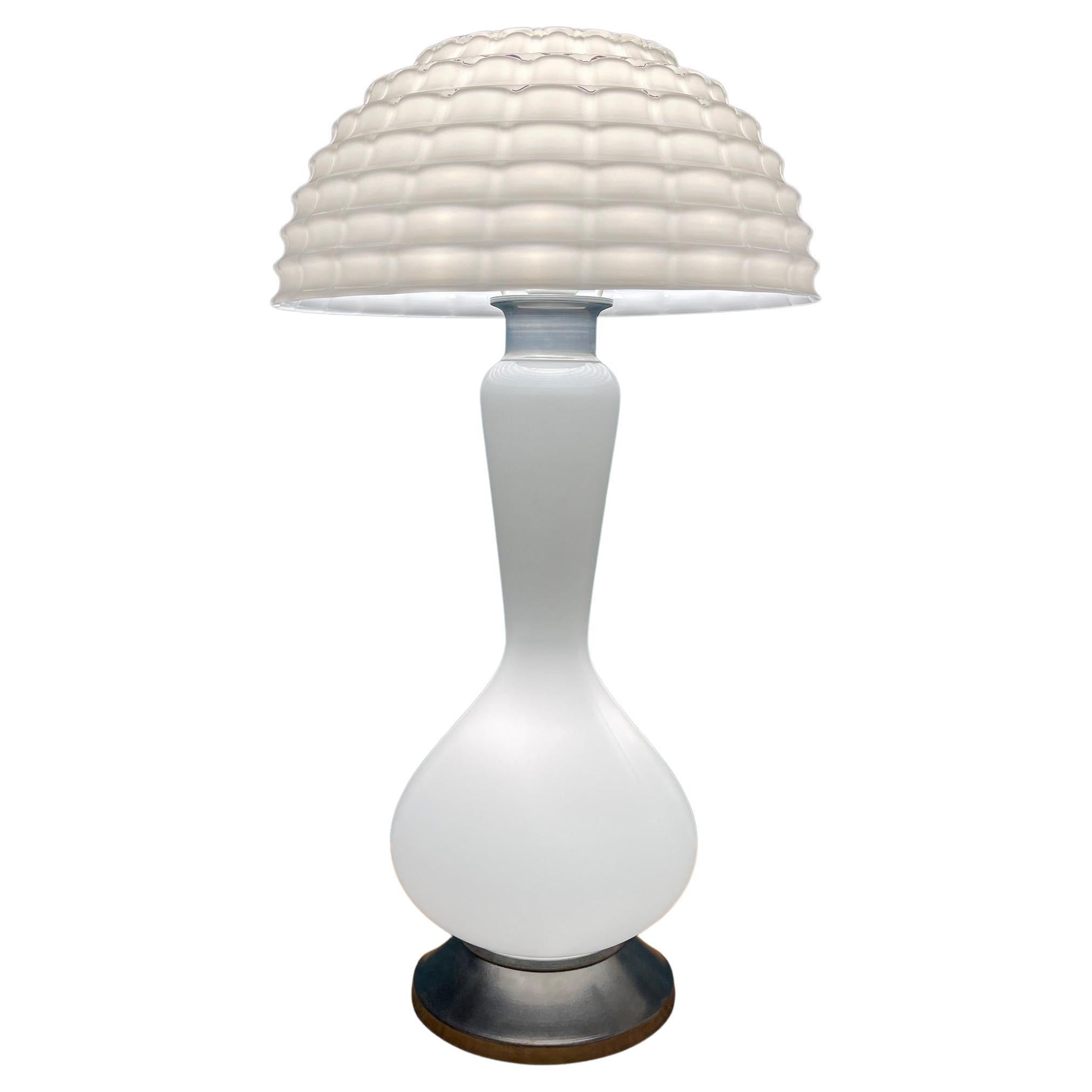 Large White Murano Table Lamp Mushroom, Italy 1970s