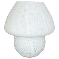 Large White "Mushroom" Frosted Glass Table Desktop Light, Italy, 1970s
