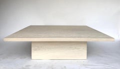 Large White Custom Oak Coffee Table with Cube Base by Dos Gallos Studio