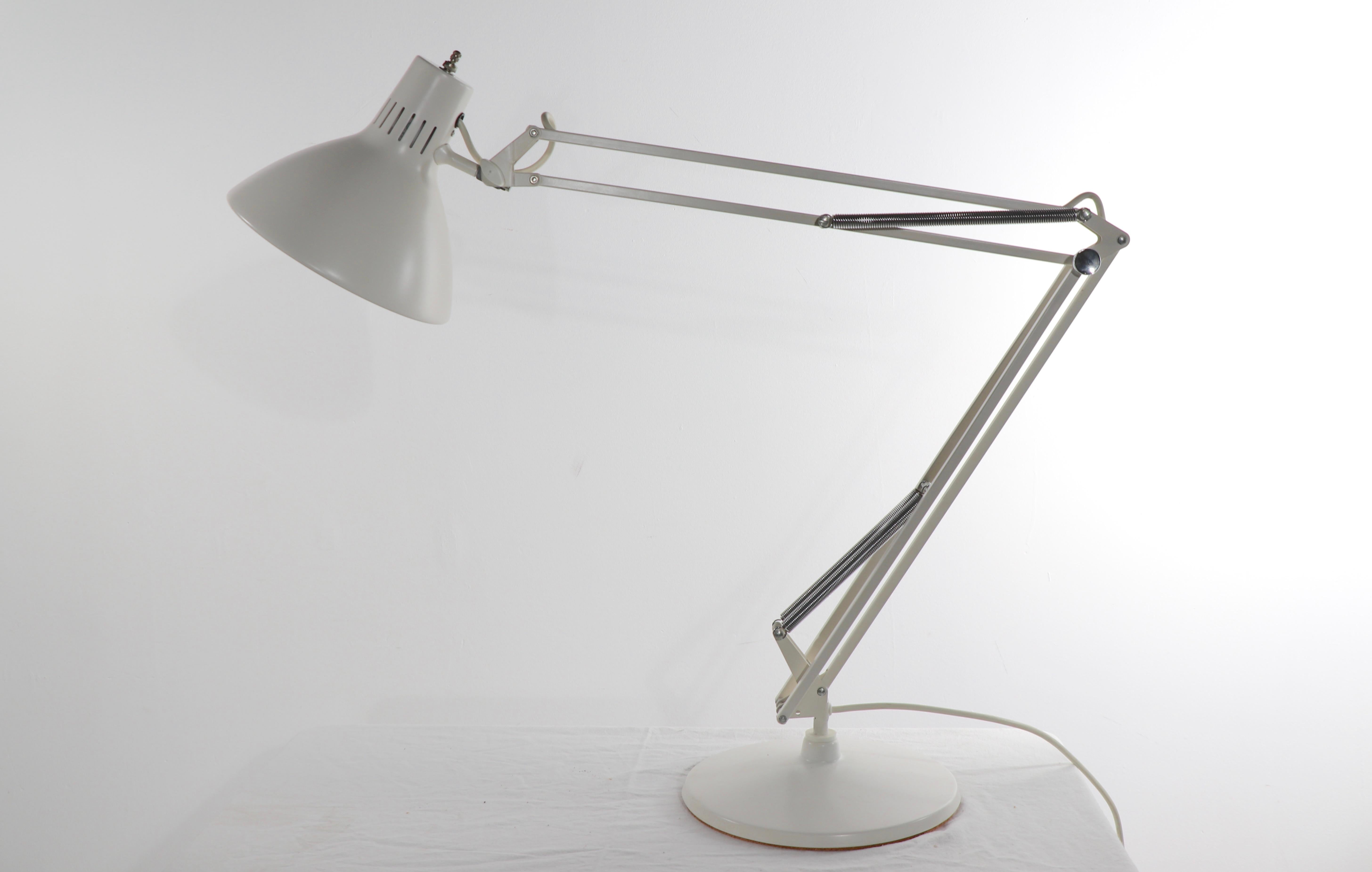 Scandinavian Modern Large White on White Anglepoise Architects Desk Lamp