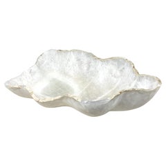Large White Onyx Bowl with Raw Edge