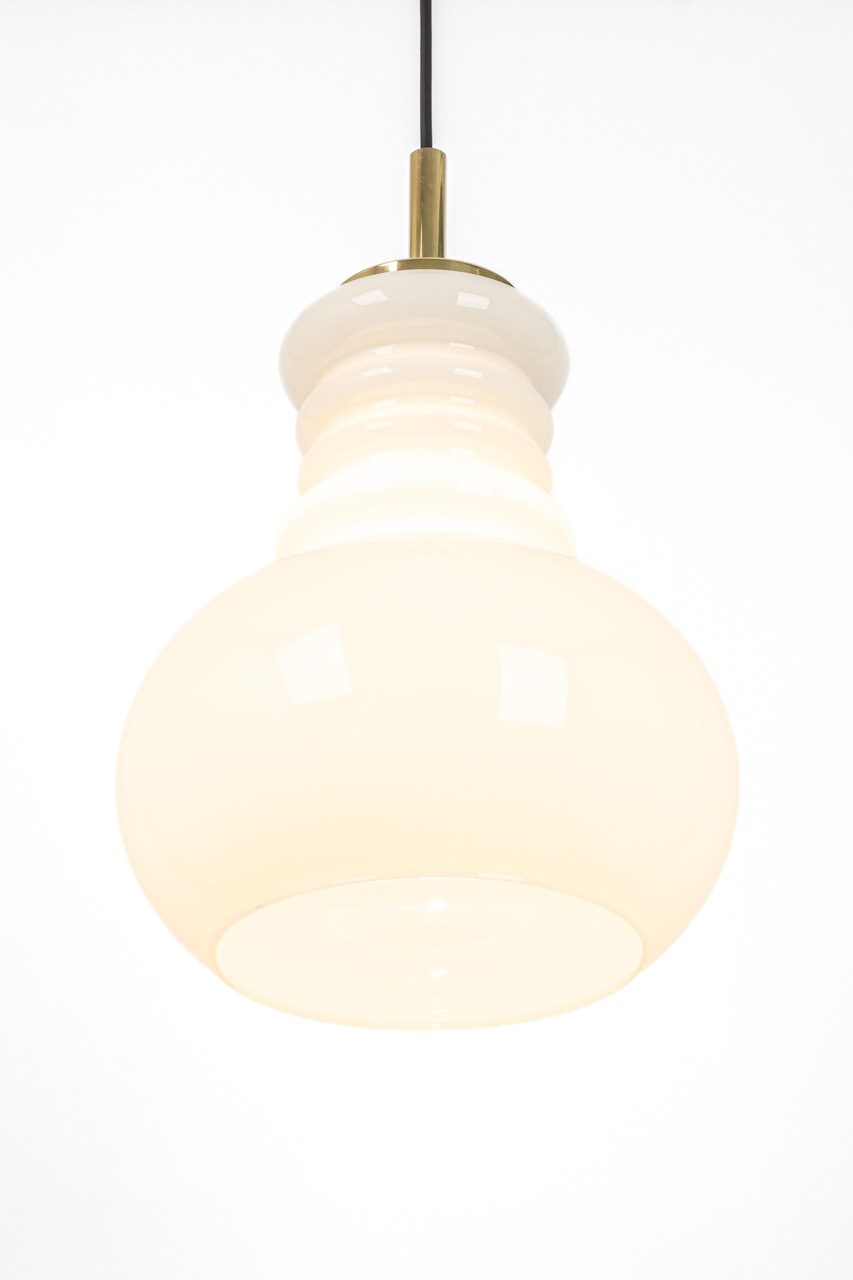 Late 20th Century Large White Opal Glass Pendant Light by Peill Putzler, Germany, 1970 For Sale