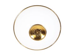 Large White Opaline Glass Shade and Brass 1970-1980 Ceiling Light