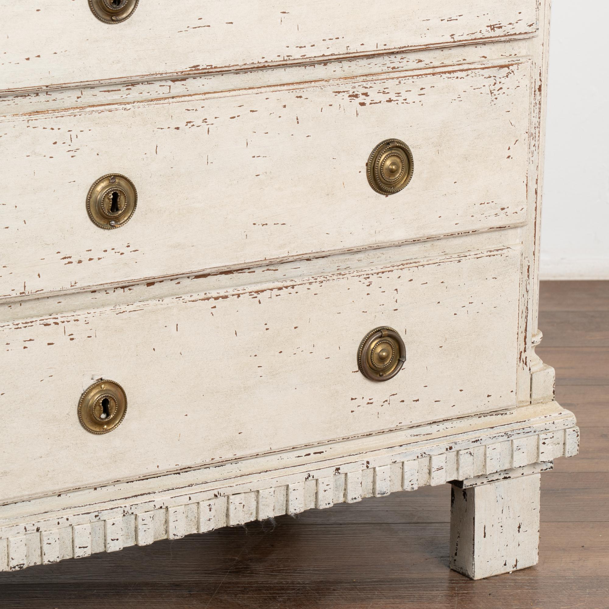 Large White Painted Chest of Four Drawers, Denmark circa 1800 3