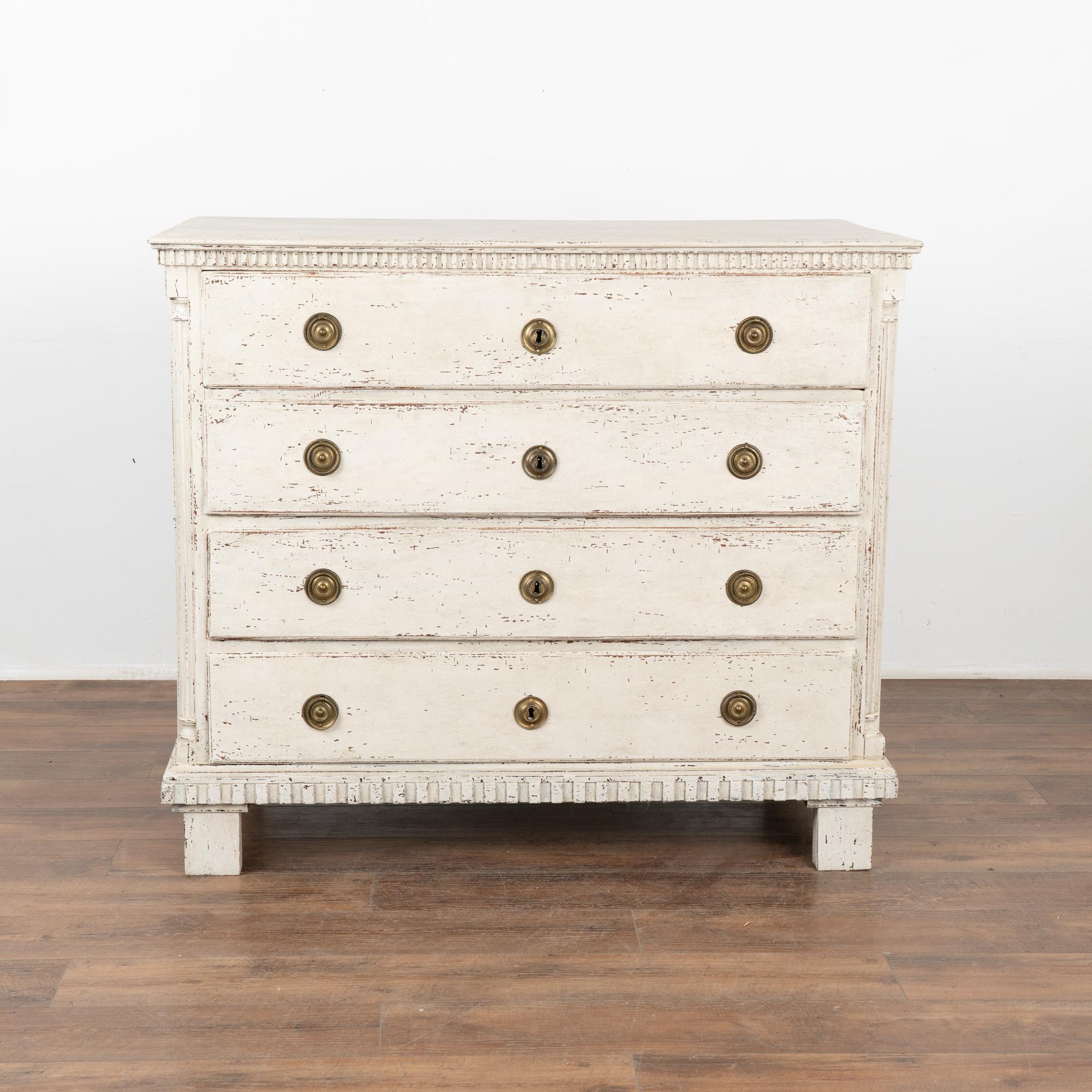 Danish Large White Painted Chest of Four Drawers, Denmark circa 1800