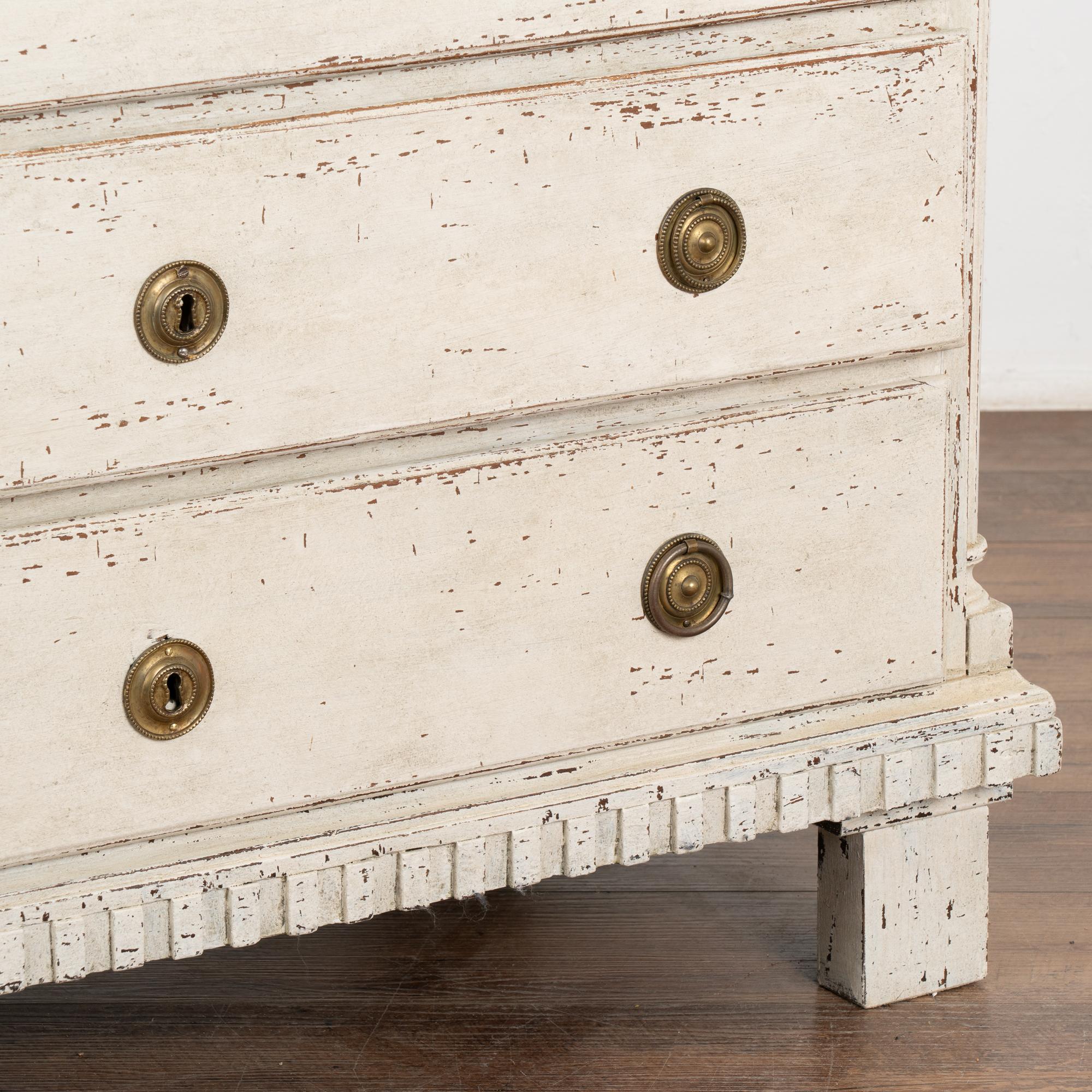 Large White Painted Chest of Four Drawers, Denmark circa 1800 2