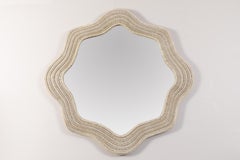 Large White Painted Wicker Mirror, France, circa 1970