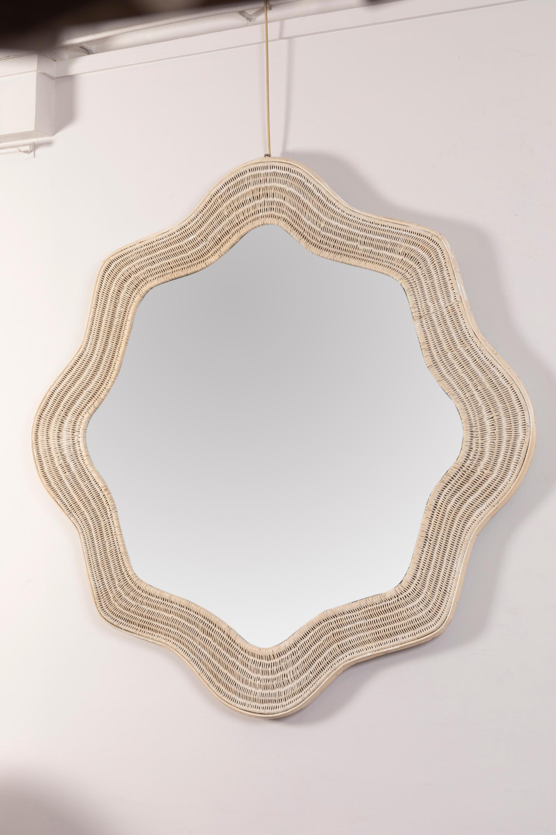 white wicker mirror