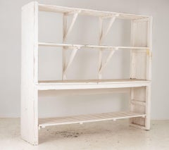 Large White Painted Wood Florist's Shelf, English mid 20th C.