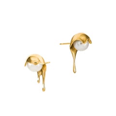 Melting White Pearl 24k Gold Vermeil Earrings