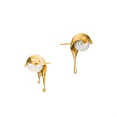 Melting White Pearl 24k Gold Vermeil Earrings
