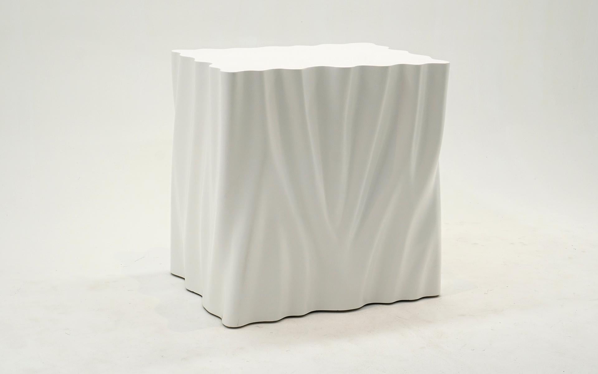 Post-Modern Large White Pedestal by Philippe Starck.  Draped Table Motif.  Expertly Restored For Sale