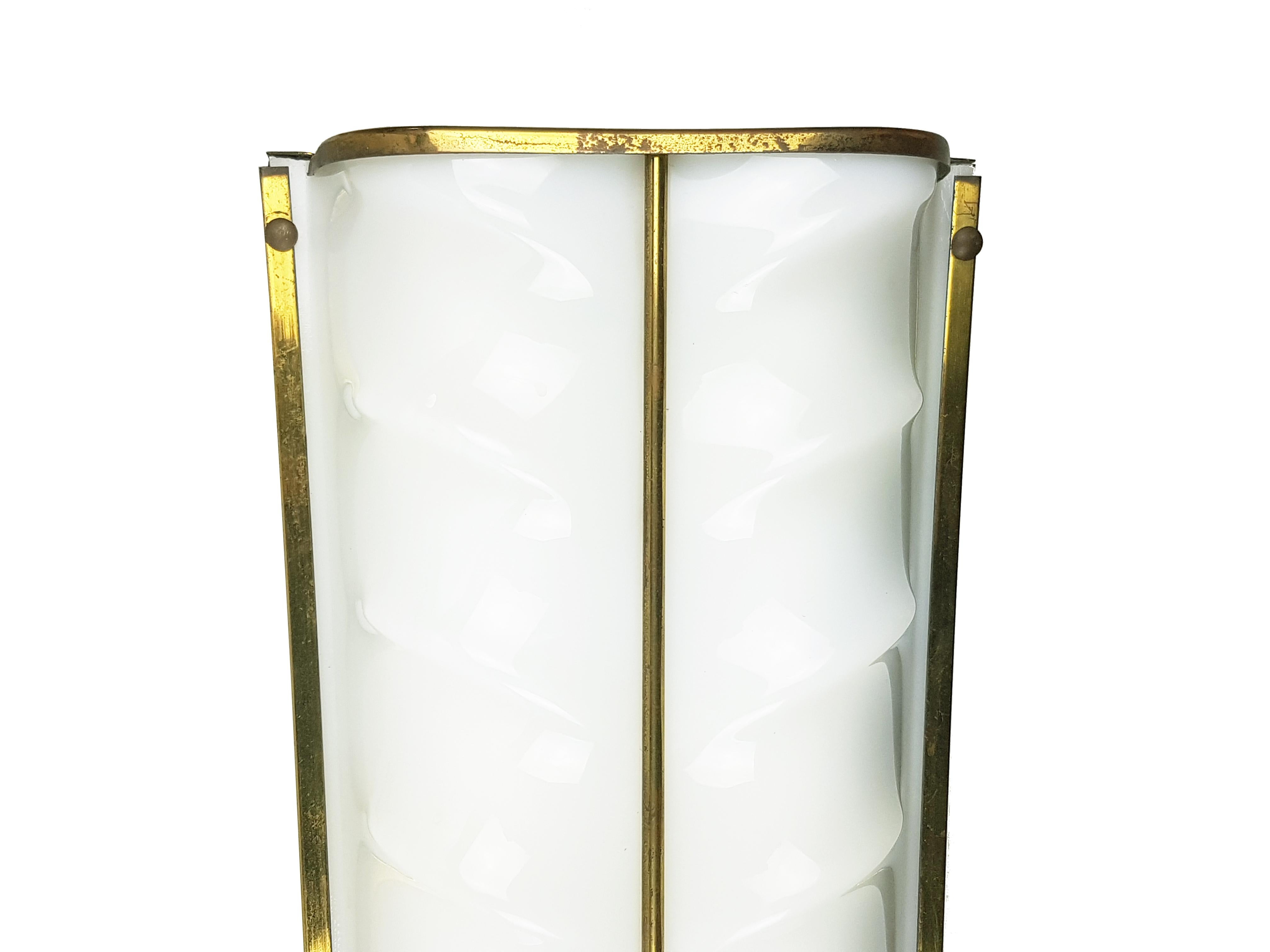 Mid-Century Modern Large white perspex & metal, brass 1950s wall lamp from old italian Cinema For Sale