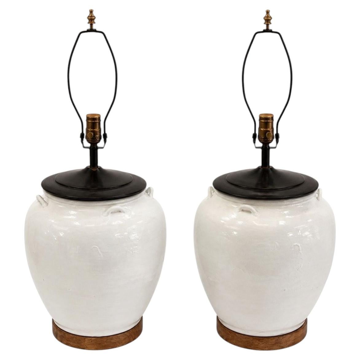 Large White Porcelain lamps For Sale