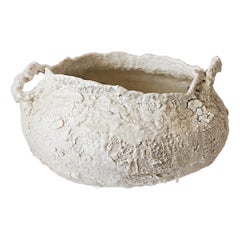 Large White Relics Textured Stoneware Bowl -22" with handles