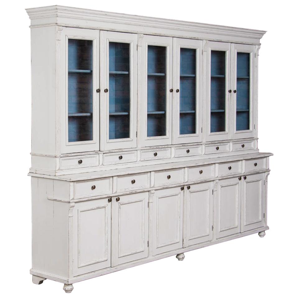 Large White Reproduction Pine Bookcase Display from Hungary