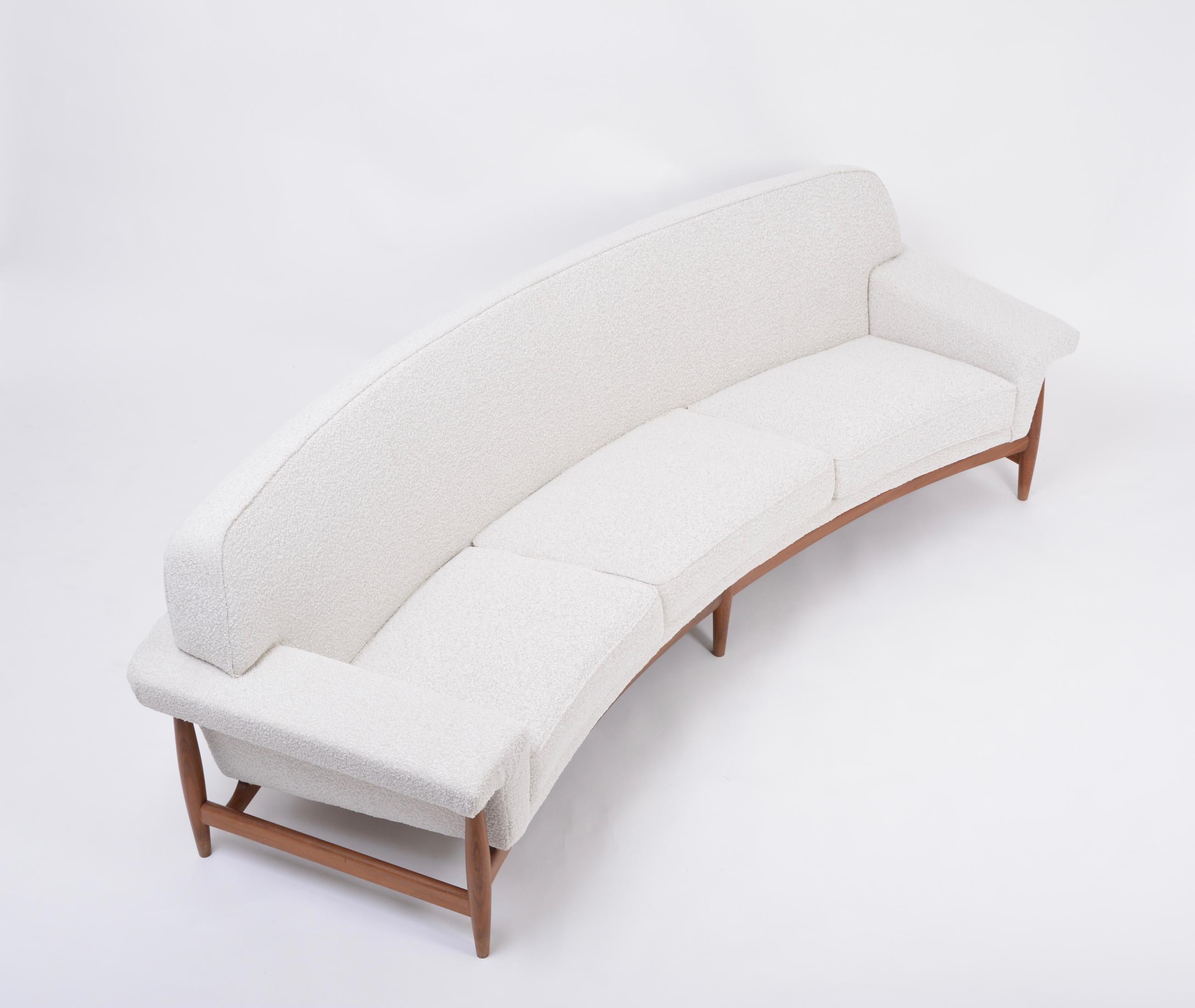 20th Century Large White Reupholstered Mid-Century Sofa by Johannes Andersen for Trensum
