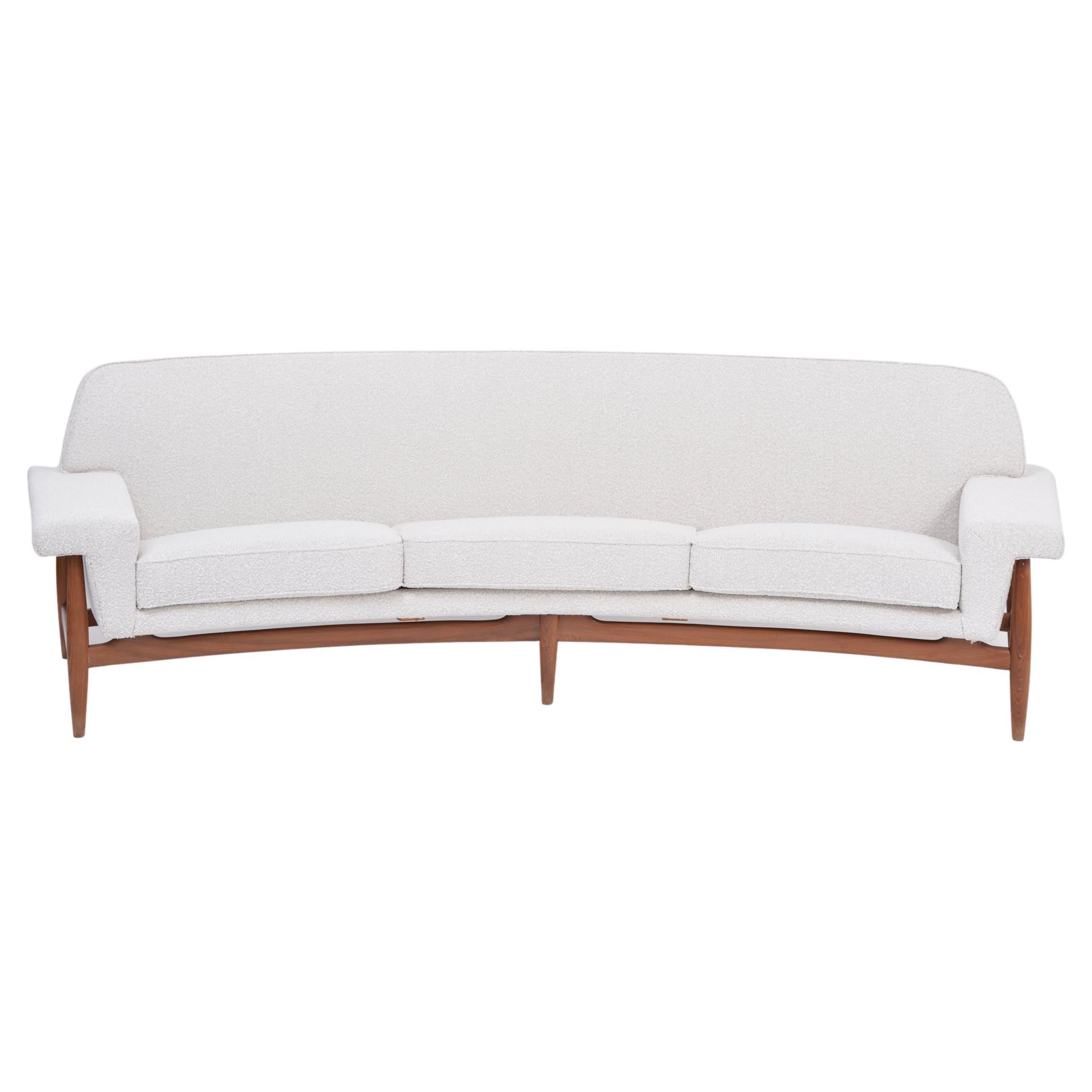 Large White Reupholstered Mid-Century Sofa by Johannes Andersen for Trensum