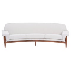 Large White Reupholstered Mid-Century Sofa by Johannes Andersen for Trensum