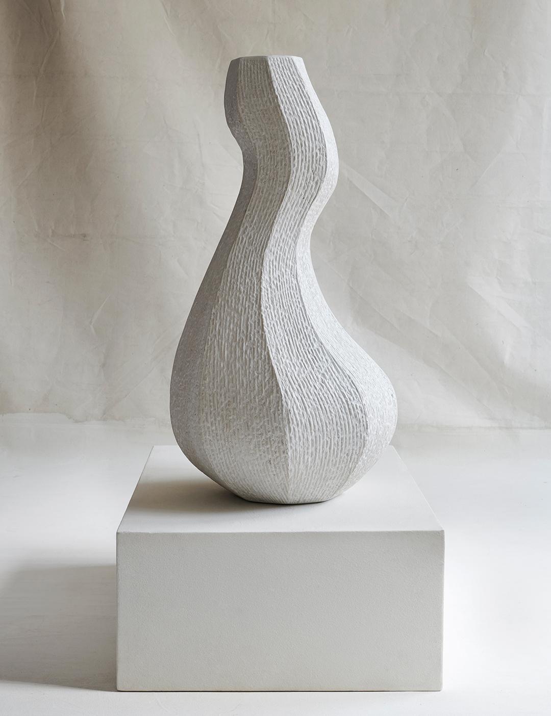 Philippine Large White Sculptural Limestone Vessel by Studio Laurence For Sale