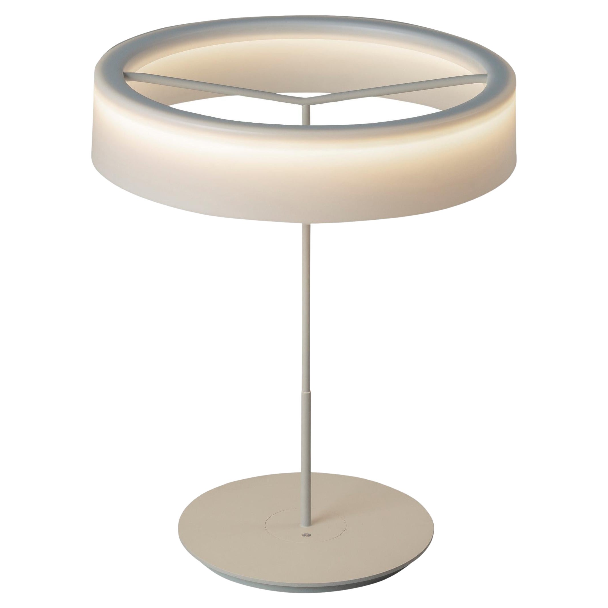 Grande lampe de bureau en verre blanc avec abat-jour I d'Antonio Arola