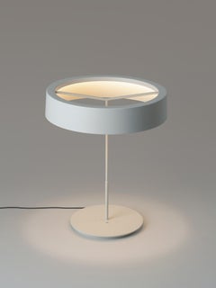 Grande lampe de bureau en verre blanc avec abat-jour II d'Antonio Arola