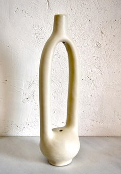 Large White Single Stem Ceramic Vessel by Simone Bodmer-Turner