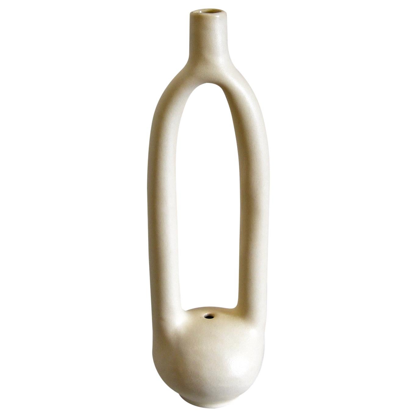 Large White Single Stem Ceramic Vessel by Simone Bodmer-Turner