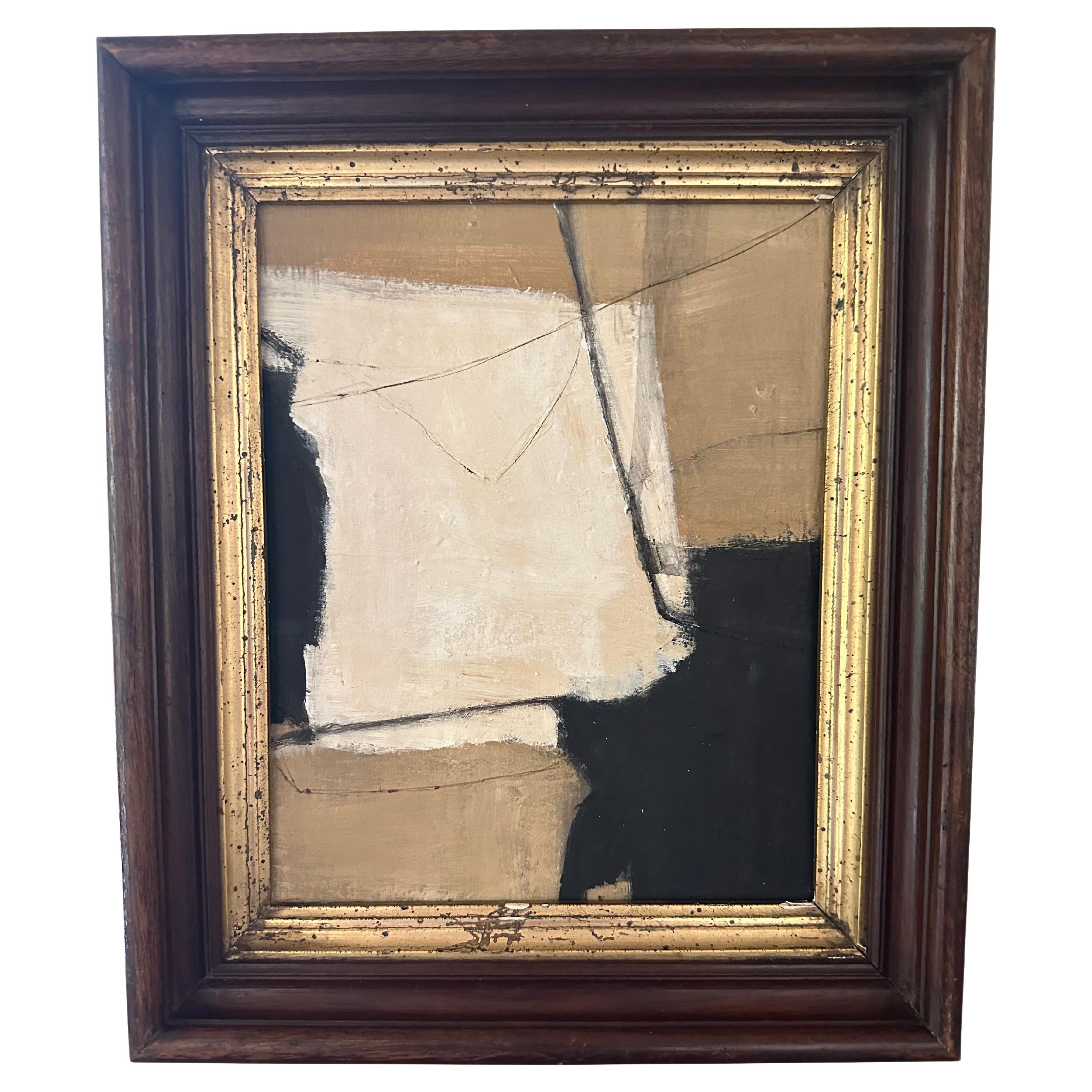Large White Square With Neutrals Painting By Artist Patrick Phillips, U.S.A.