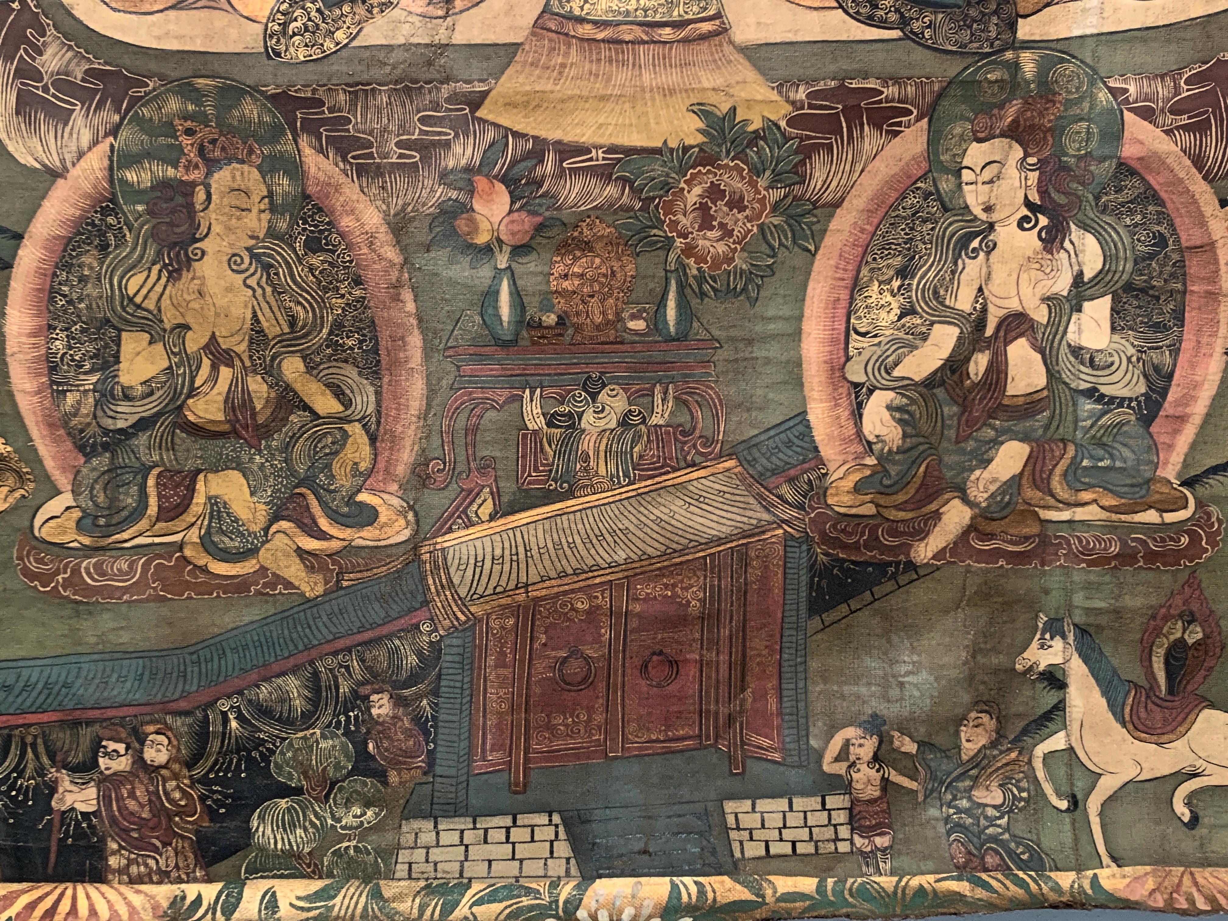 Large White Tara Painted Thangka, Dharamshala School, Mid-20th Century, India 6