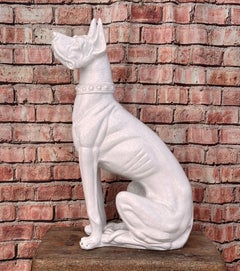 Large White Terra Cotta Great Dane Dog Statue