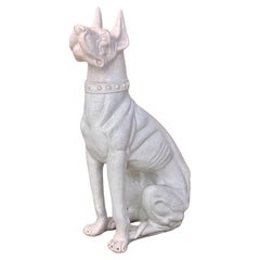 Large White Terra Cotta Great Dane Dog Statue