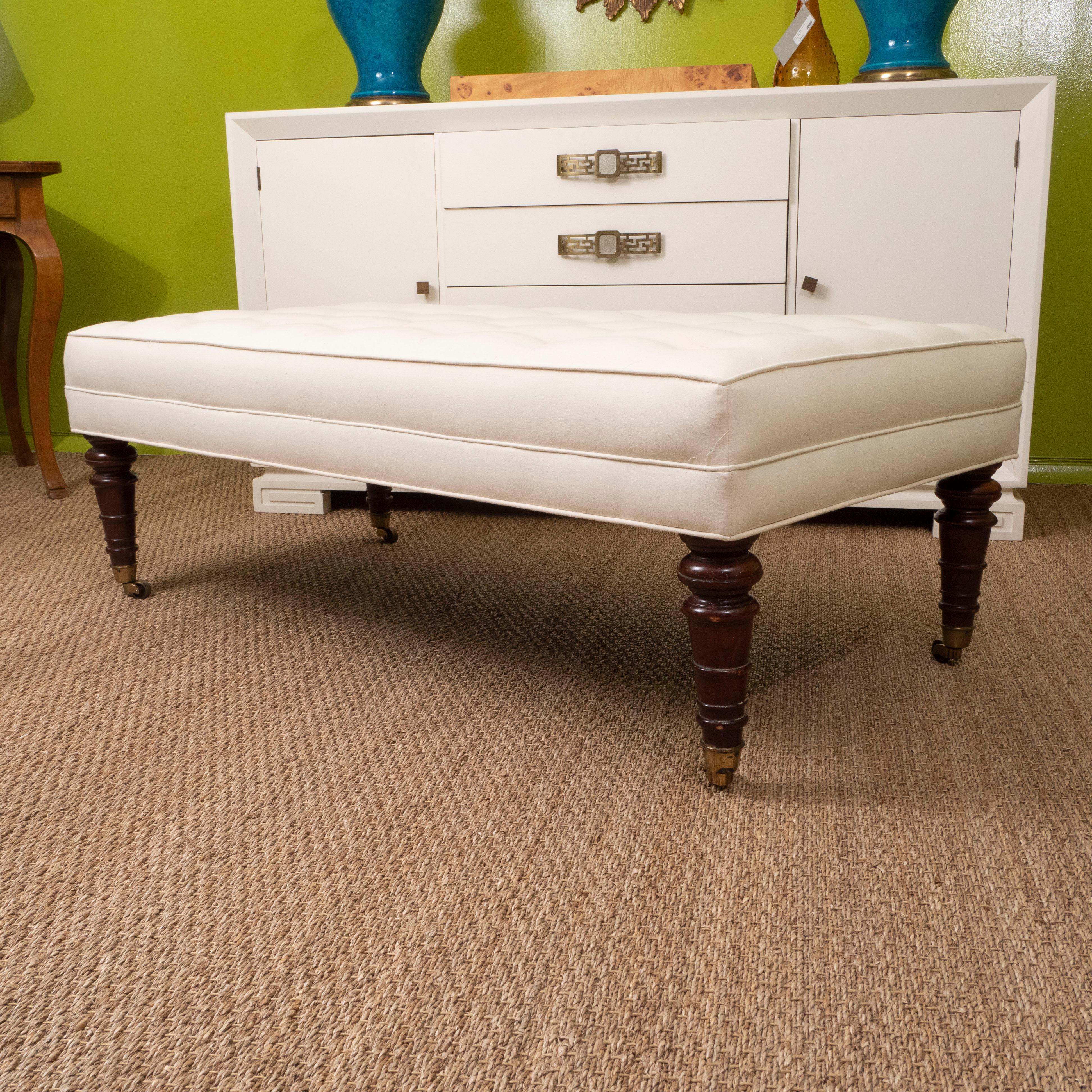 tufted white ottoman