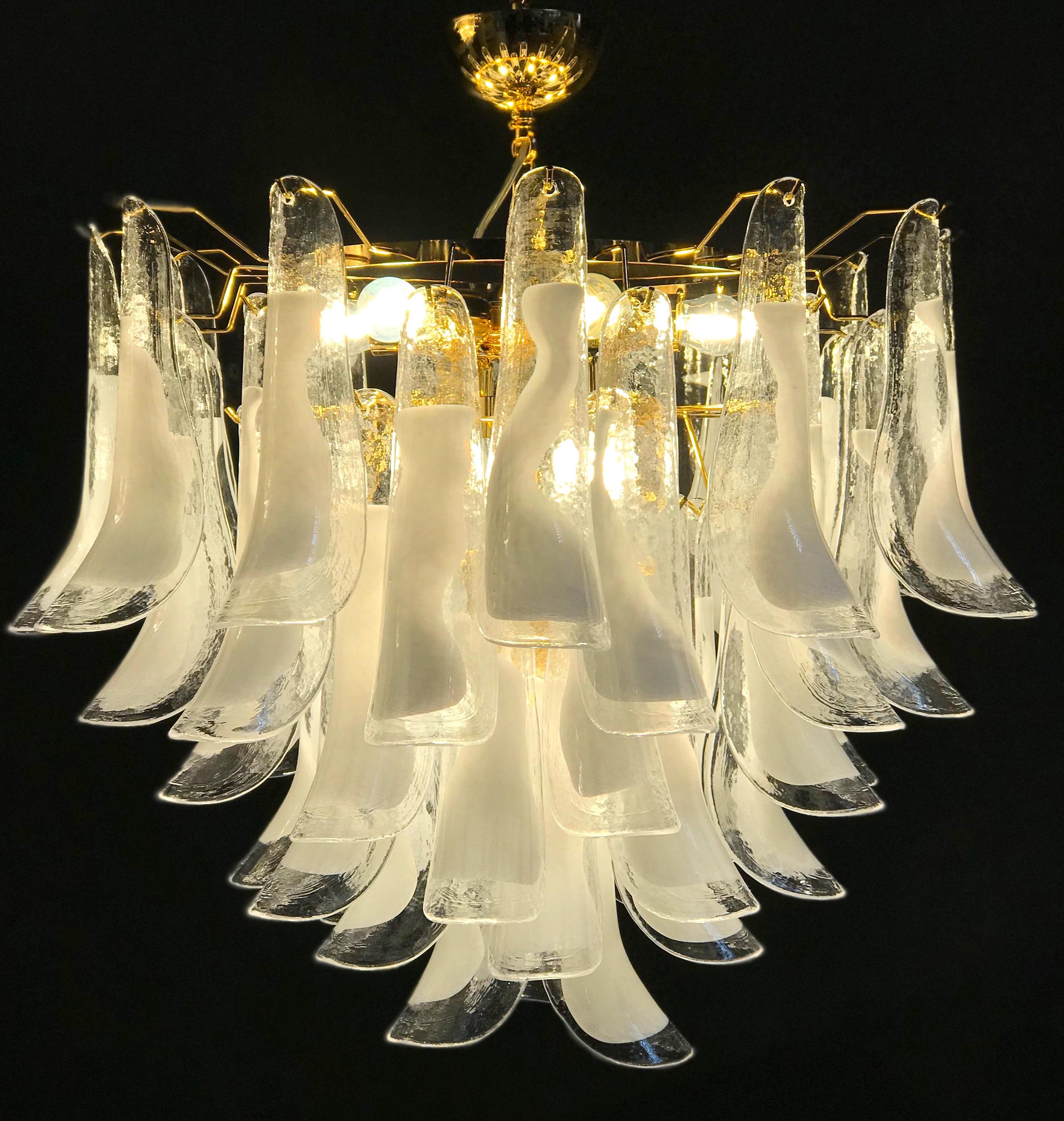 Large White Tulip Petals Murano Chandelier or Ceiling Light 1